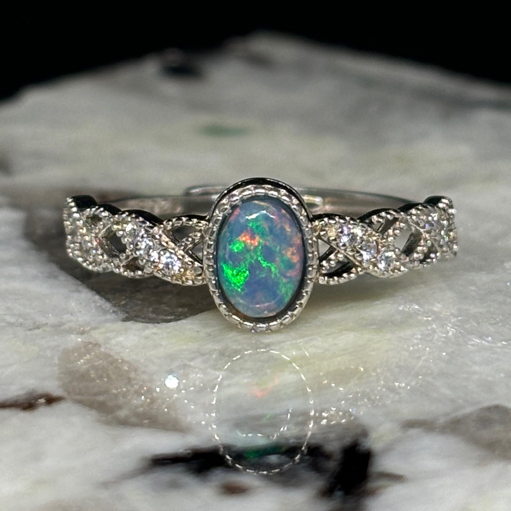 Beautiful Color Patchwork Black Ethiopian Custom Made Opal Ring